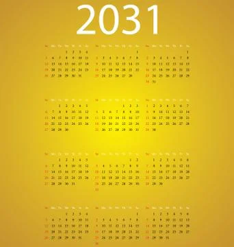 Calendar 2031 Stock Illustration