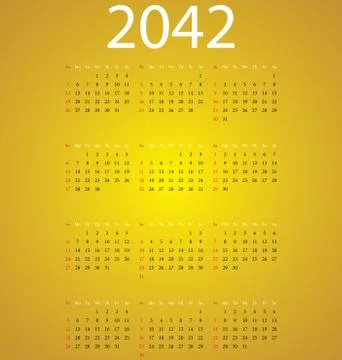 Calendar 2042 Stock Illustration