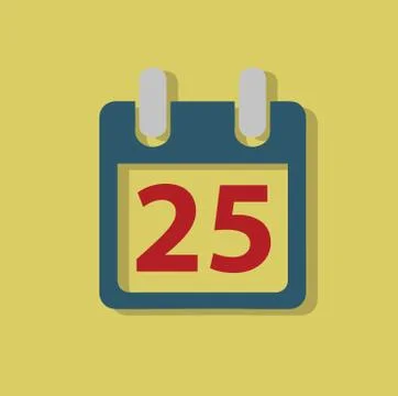 Calendar 25th date icon Stock Illustration