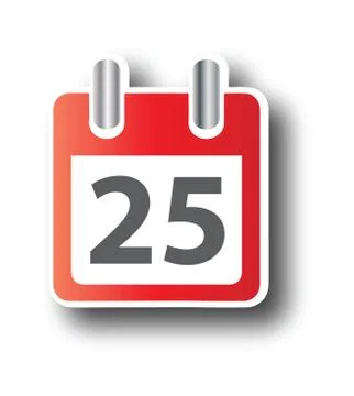 Calendar 25th date icon Stock Illustration