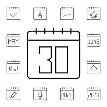 Calendar, 30 flat vector icon in calendar pack Stock Illustration
