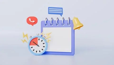 Calendar 3d clock for schedule appointment, calendar marked date and time Stock Illustration