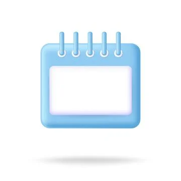 Calendar 3d vector icon. Time management diary sign. Planning agenda concept. To Stock Illustration