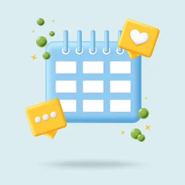 Calendar 3d vector icon. Time management diary sign. Planning agenda concept. To Иллюстрация