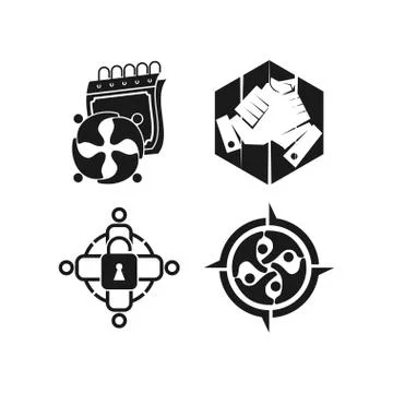 Calendar adventure lock  Commitment Teamwork Together Black Logo Stock Illustration