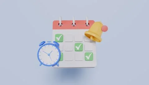 Calendar with alarm clock and notification, schedule notification Stock Illustration