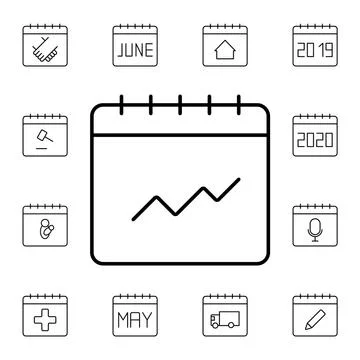 Calendar, analytic flat vector icon in calendar pack Stock Illustration