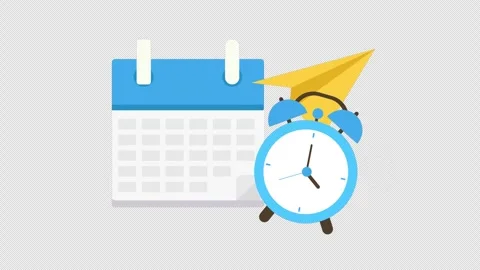 Calendar and Alarm Clock Reminder Notification Concept Animation on Dark Stock Footage 339769844
