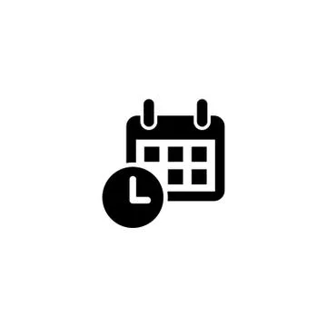 Calendar and clock icon. Date and time symbol. Vector on isolated white backg Stock Illustration