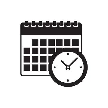 Calendar and clock icon. Illustrazione stock