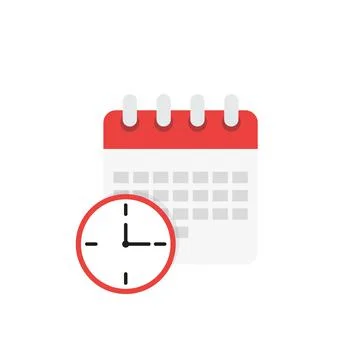 Calendar and clock icon. Schedule in flat style Stock Illustration