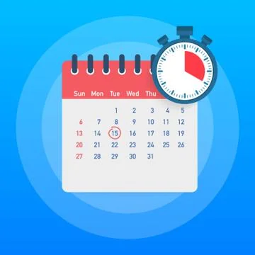 Calendar and clock. Schedule concepts. Modern flat design graphic elements. V Stock Illustration