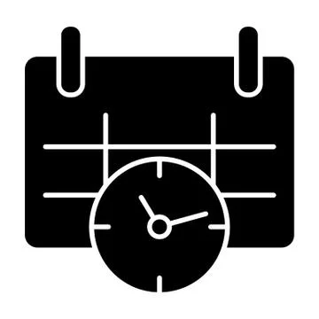 Calendar and clock solid icon. Date and time vector illustration isolated on Illustrazione stock