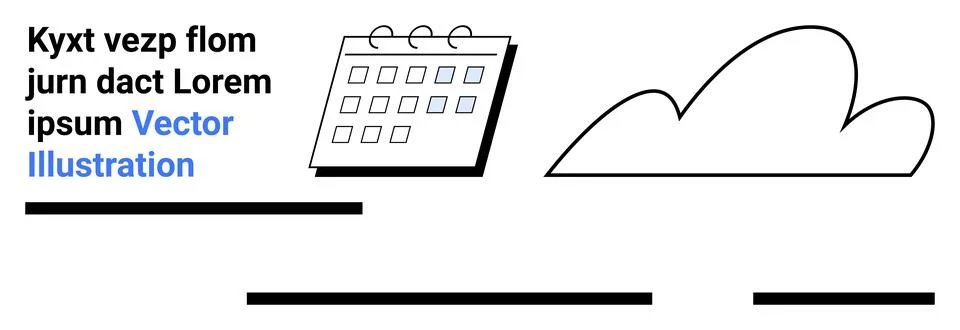 Calendar and Cloud with Text Elements in Minimalist Modern Style Illustrazione stock