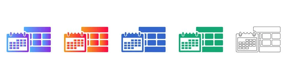Calendar and Spreadsheet Data Icons Illustrazione stock