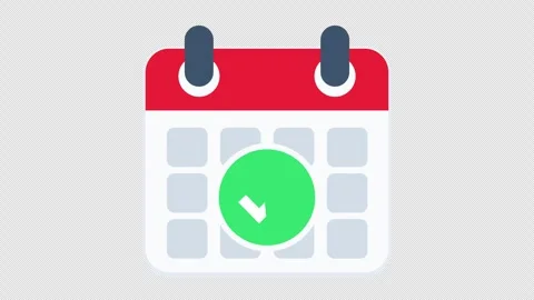 Calendar with Animated Green Check Mark - Seamless 4K Alpha Loop Stock Footage 346537874