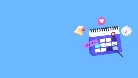Calendar Animation On Blue Background With Copy Space. 스톡 동영상 294696563