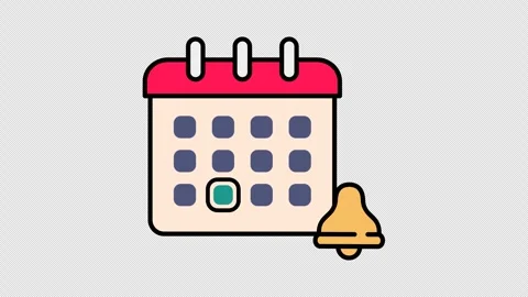 Calendar animation with a pulsing reminder notification bell Stock Footage 333668397