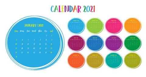 Calendar annual vector template year 2021 for office, layout corporate and co Stock Illustration