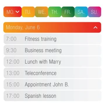 Calendar App template Illustrazione stock