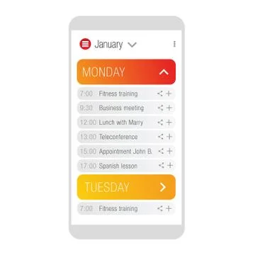 Calendar App template Illustrazione stock
