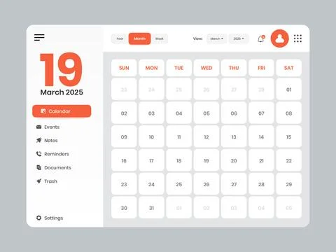 Calendar app web interface layout design Illustrazione stock