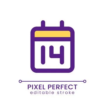 Calendar application pixel perfect RGB color ui icon Illustrazione stock