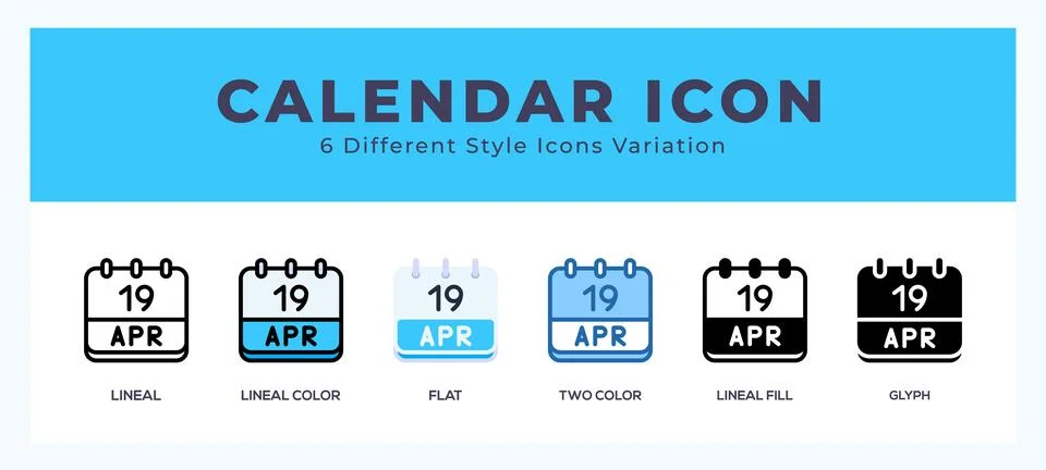 Calendar april icon set with different styles. Icons designed in filled. ou.. Stock Illustration