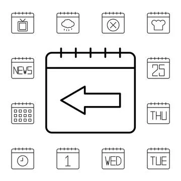 Calendar, arrow flat vector icon in calendar pack Stock Illustration