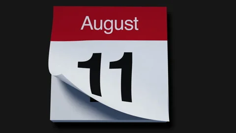 Calendar for August on black gray background flipping through days of month Stock Footage 162590929