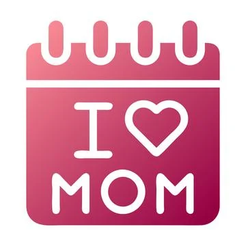 Calendar balloon icon solid gradient red colour mother day symbol illustratio 库存插图