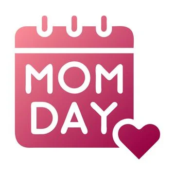 Calendar balloon icon solid gradient red colour mother day symbol illustratio 库存插图