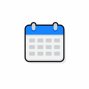 Calendar - Black Stroke+Shadow icon vector isolated. Stock Illustration