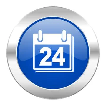 Calendar blue circle chrome web icon isolated. Ilustración de archivo