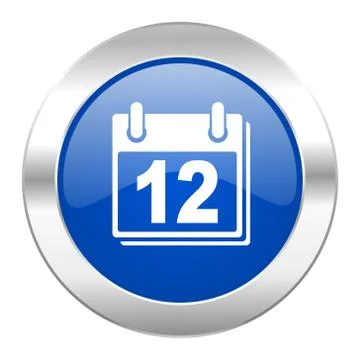 Calendar blue circle chrome web icon isolated. Ilustración de archivo