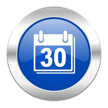 Calendar blue circle chrome web icon isolated. Ilustración de archivo