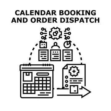 Calendar booking and order dispatch process concept Stock Illustration