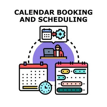 Calendar booking scheduling planning event organization concept Ilustración de archivo