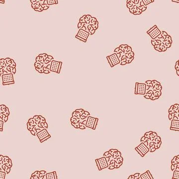Calendar brainstorm line seamless pattern Stock Illustration