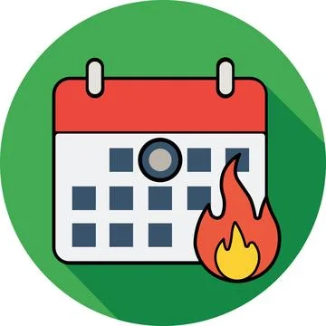 Calendar with burning fire flame icon Stock-Illustration