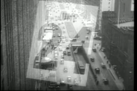 Calendar changing dates superimposed over busy city steet Stock Footage