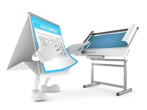 Calendar character with blueprint Stock-Illustration