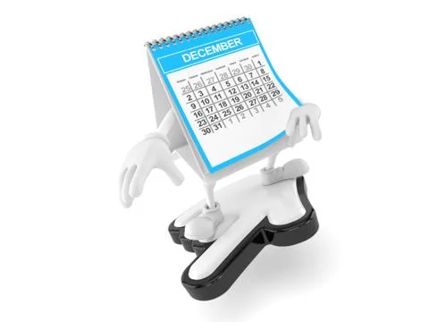 Calendar character surfing on cursor Stock Illustration