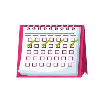 Calendar with check boxes on white background Stock Illustration