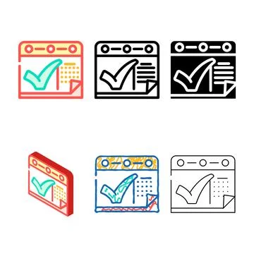 Calendar check mark color forms icon vector Stock Illustration