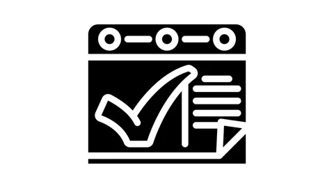Calendar check mark glyph icon animation Stock Footage 326742634
