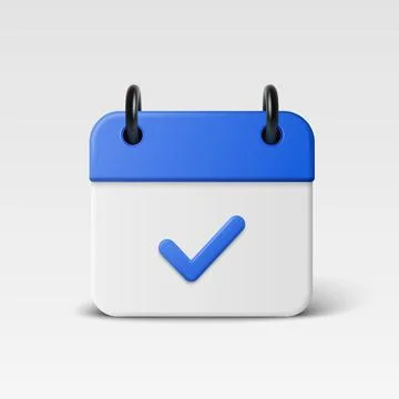 Calendar Check Mark Icon, 3d Vector Illustration. Task Reminder and Schedule  Illustration