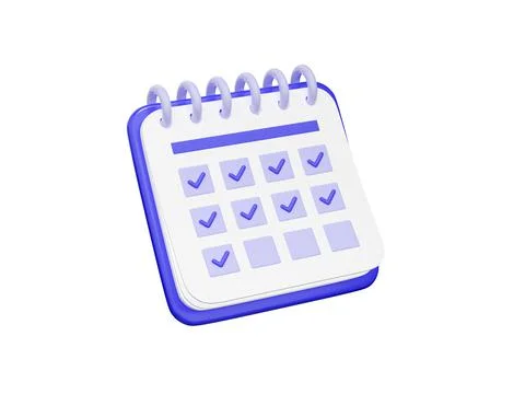 Calendar with checklist, date schedule 3d icon Stock Illustration