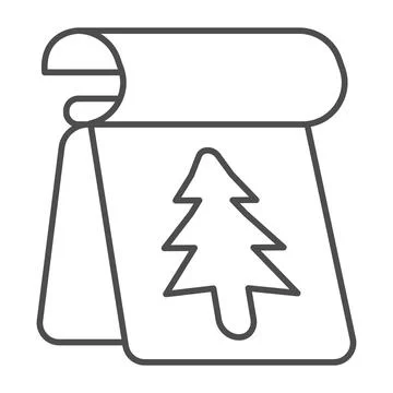 Calendar with Christmas tree thin line icon, Winter season concept, fir-tree in Stock Illustration