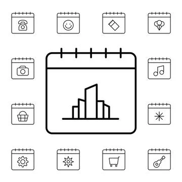 Calendar, city flat vector icon in calendar pack Ilustración de archivo
